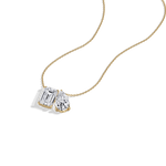 6CTW Emerald and Pear Cut Lab Diamond Toi et Moi Necklace - 