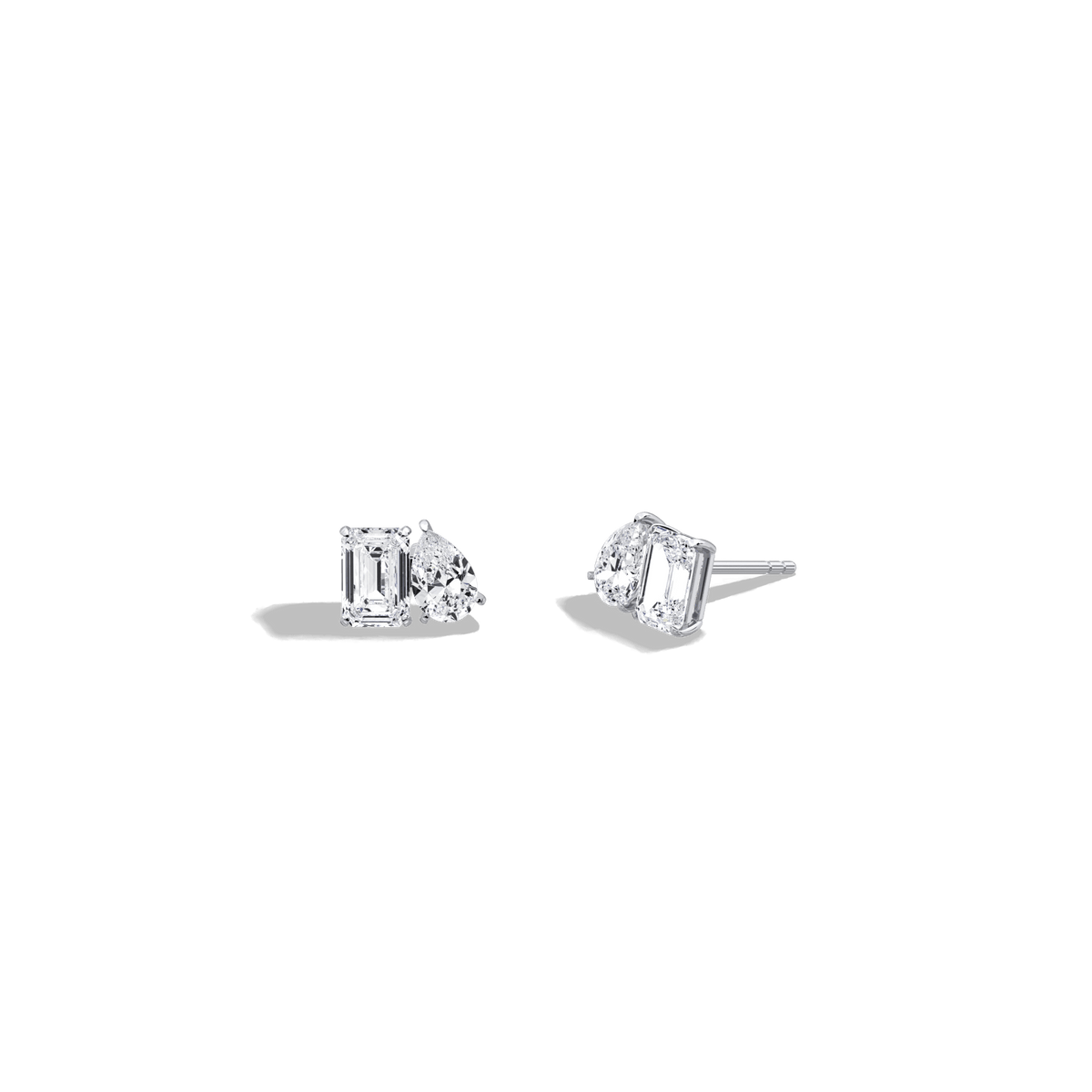 2.6CTW Lab Diamond Toi Et Moi Stud Earring in 14K Solid Gold/Platinum - Earrings