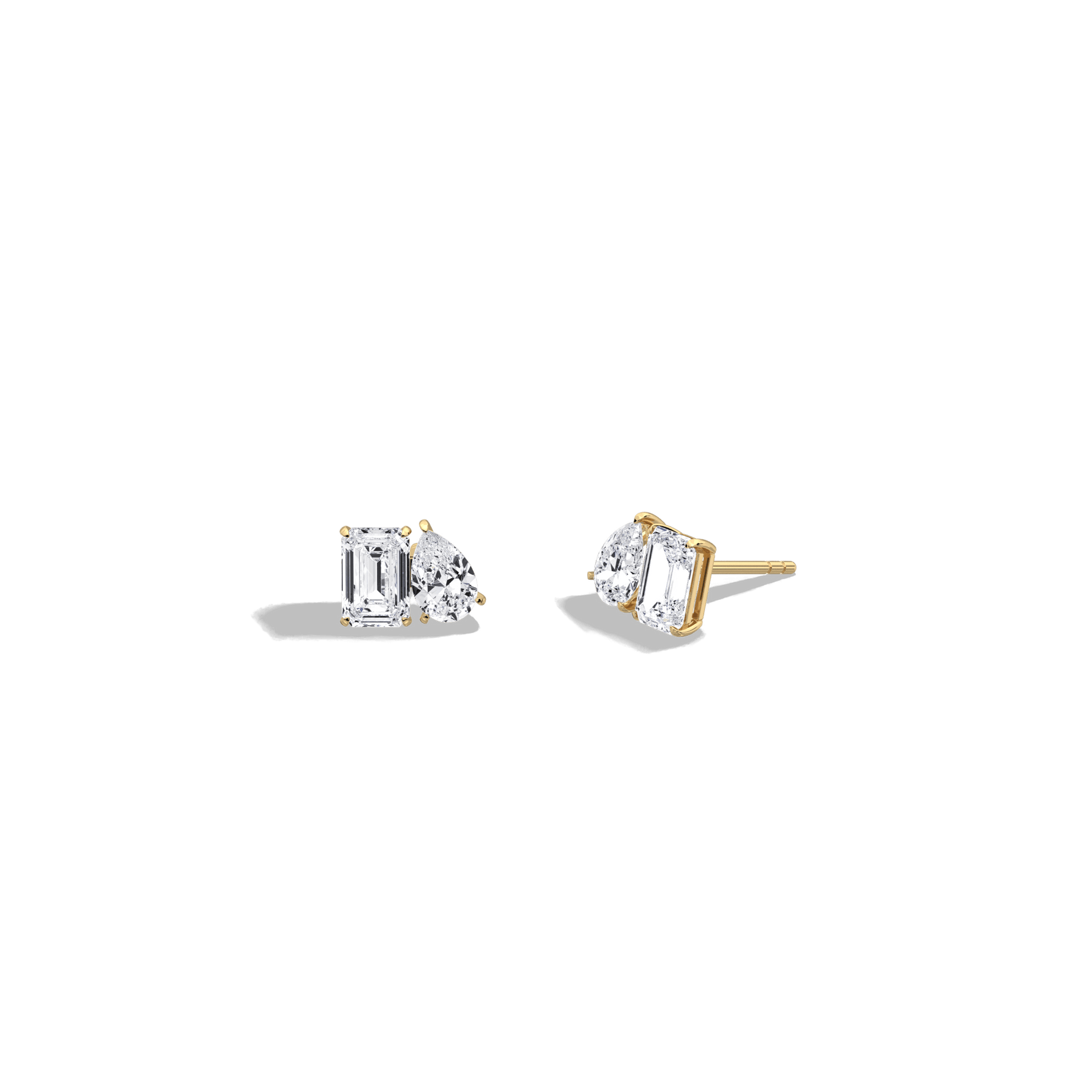 2.6CTW Lab Diamond Toi Et Moi Stud Earring in 14K Solid Gold/Platinum - Earrings