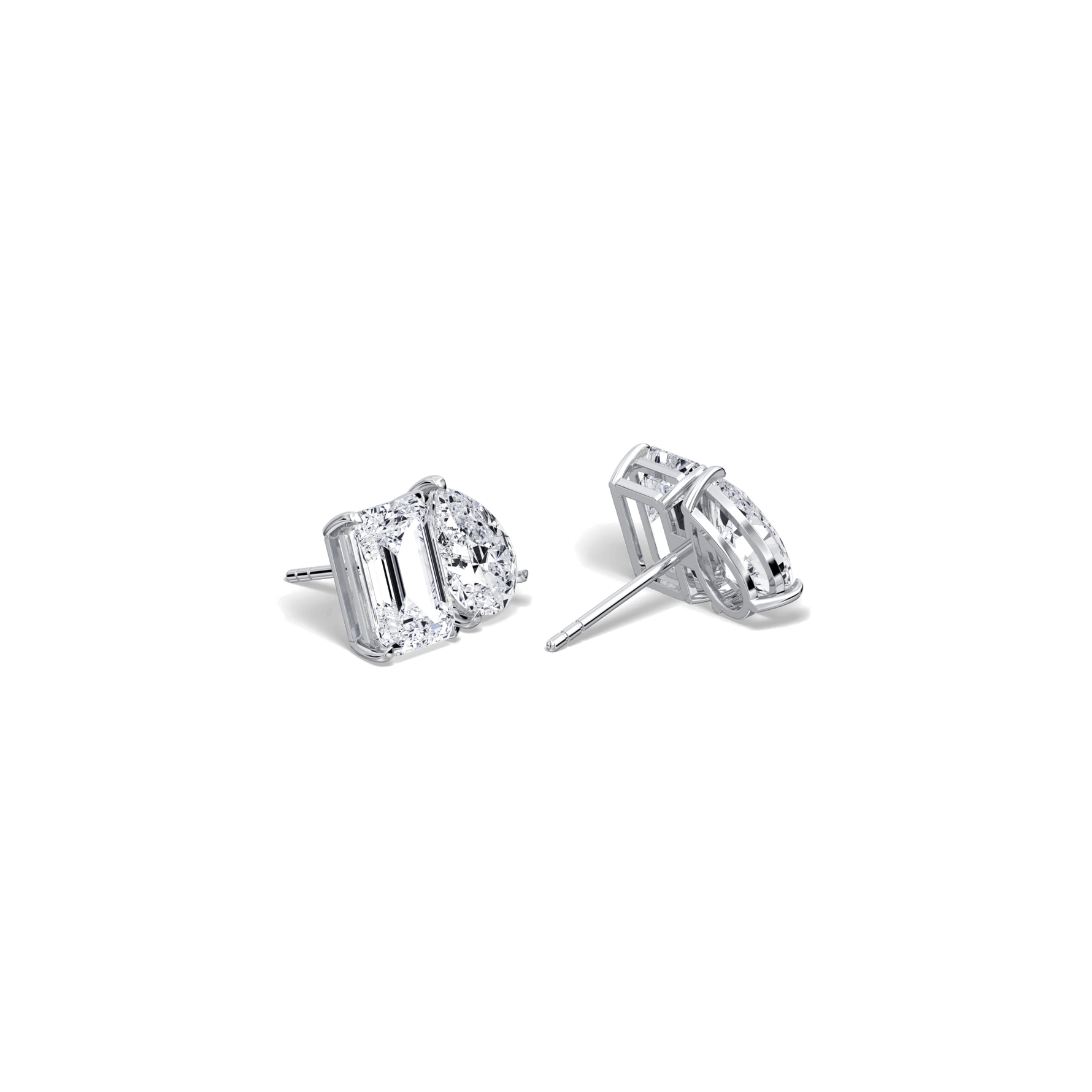 12CTW Lab Diamond Toi Et Moi Stud Earring In 14K Solid Gold/Platinum - 