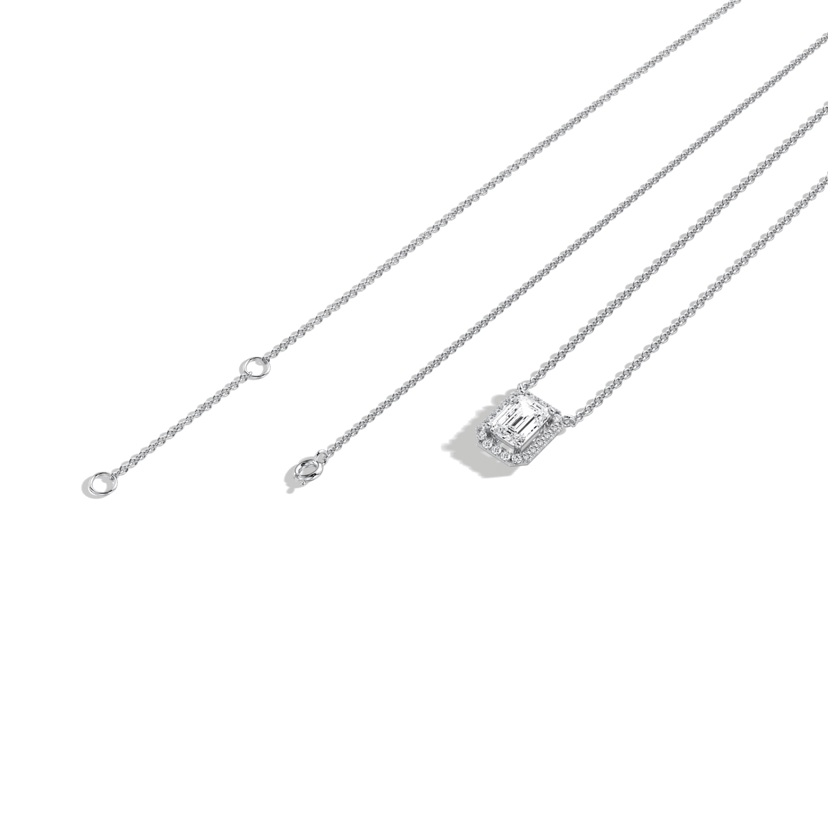 0.5CT Emerald Cut Lab Grown Diamond Pendant Necklace - 