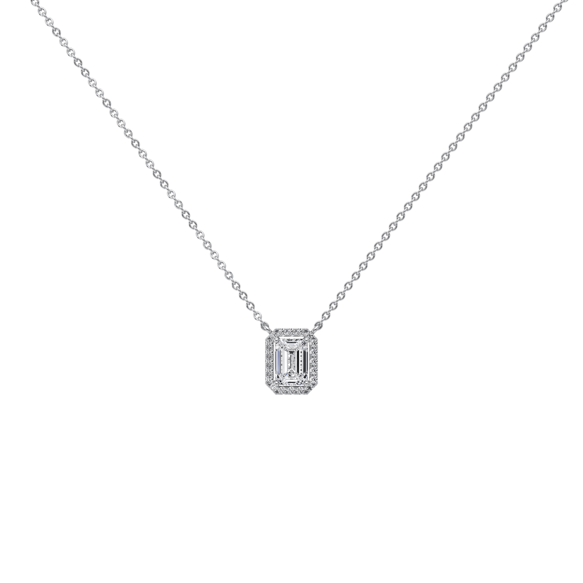 0.5CT Emerald Cut Lab Grown Diamond Pendant Necklace - 