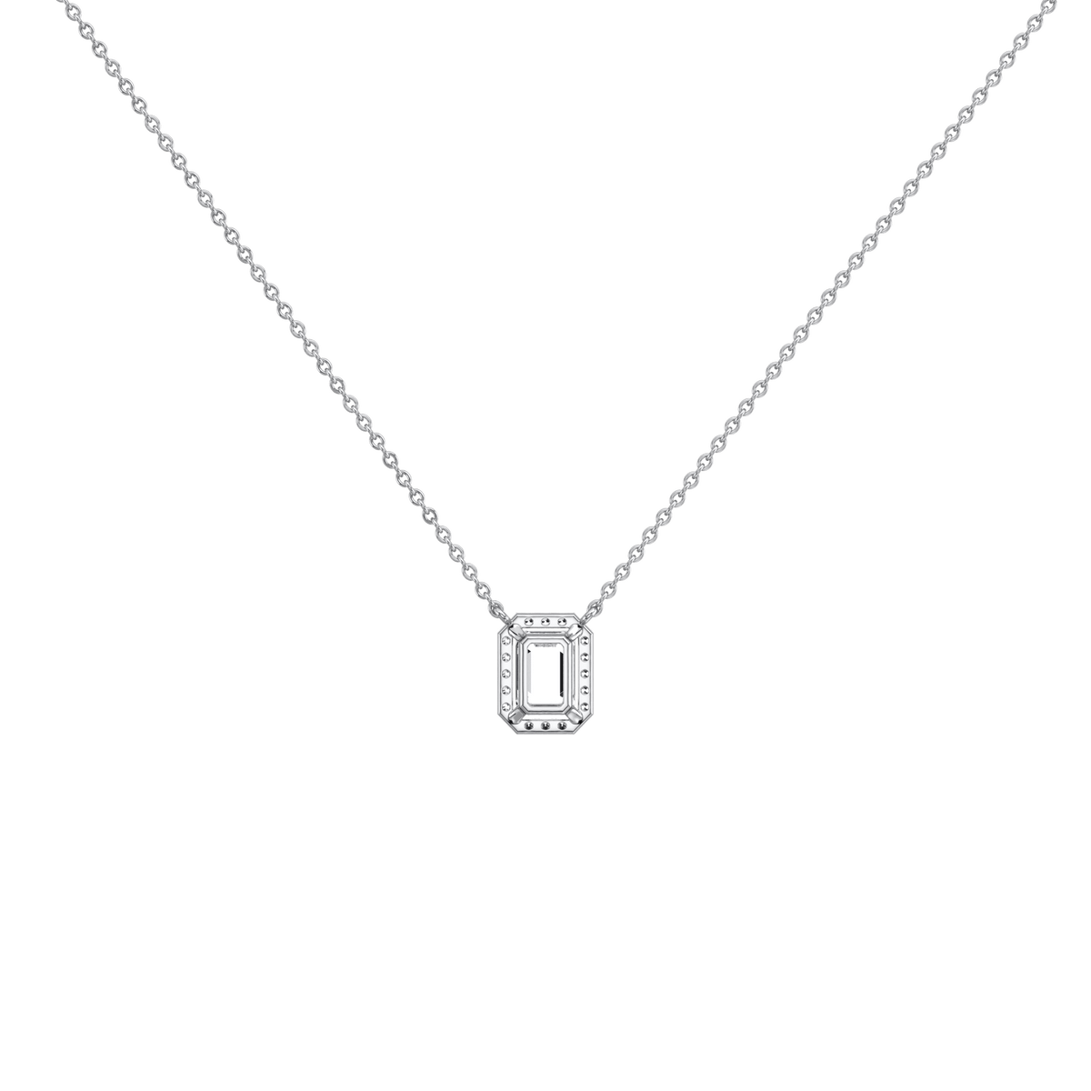 0.5CT Emerald Cut Lab Grown Diamond Pendant Necklace - 
