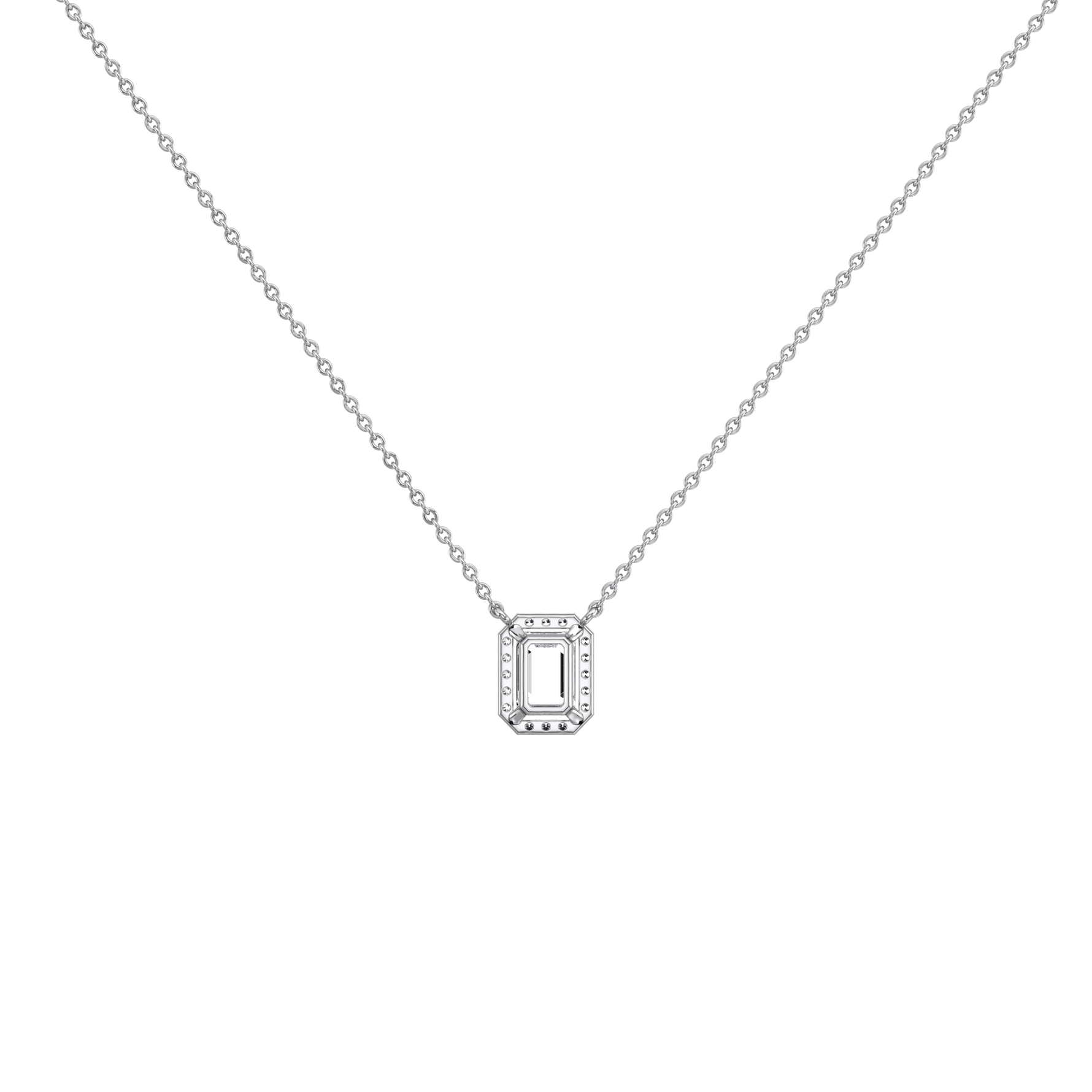 0.5CT Emerald Cut Lab Grown Diamond Pendant Necklace - 