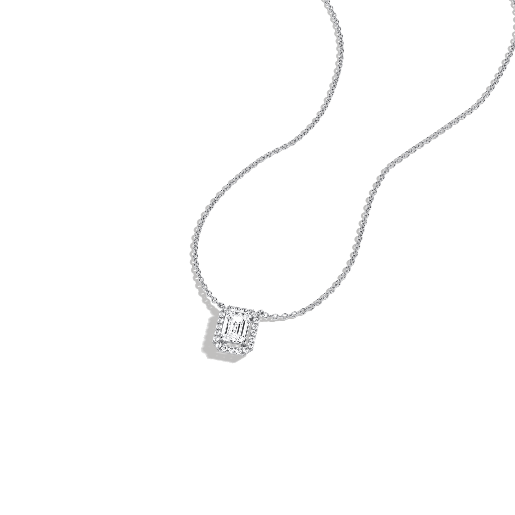 0.5CT Emerald Cut Lab Grown Diamond Pendant Necklace - 