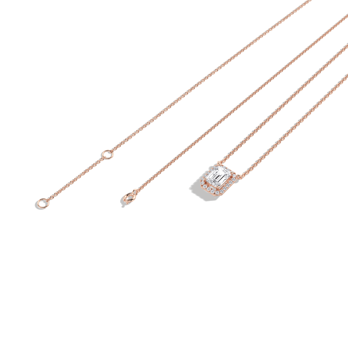 0.5CT Emerald Cut Lab Grown Diamond Pendant Necklace - 
