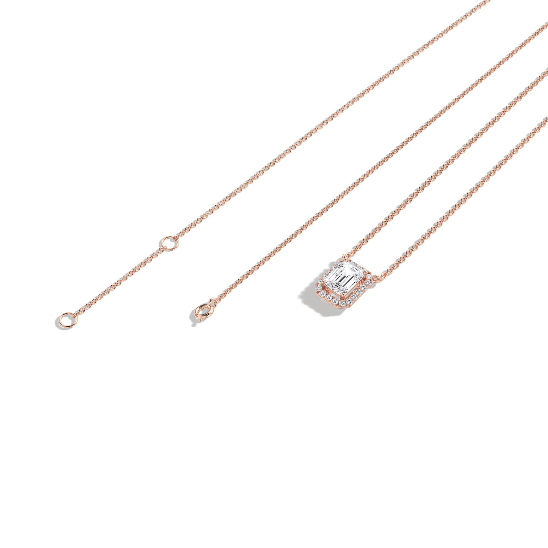 0.5CT Emerald Cut Lab Grown Diamond Pendant Necklace - 