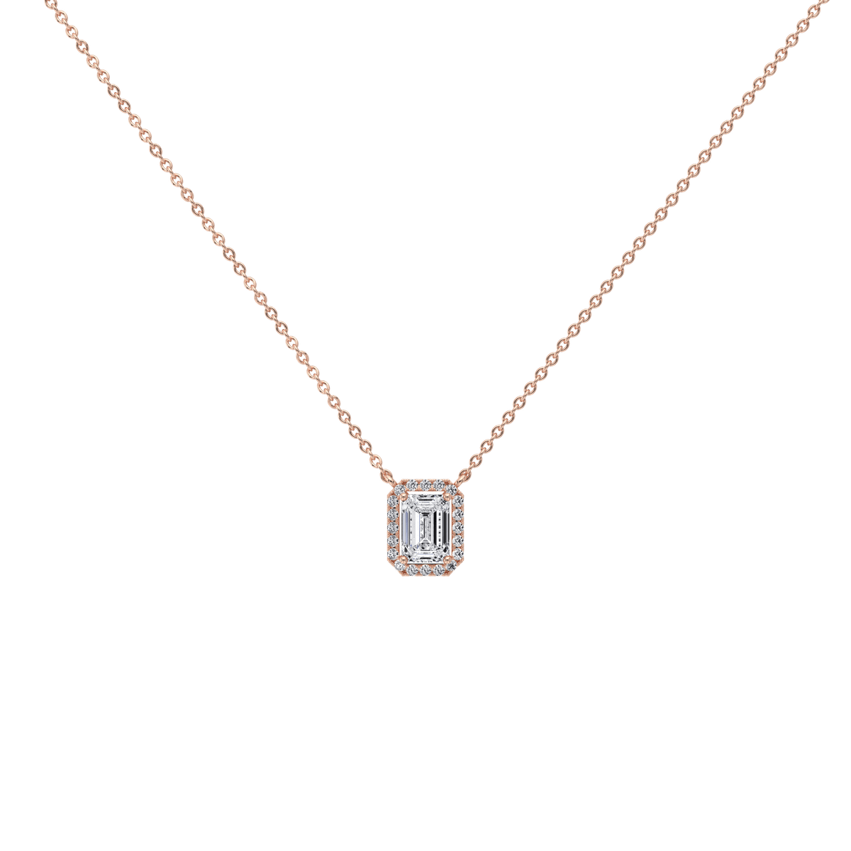0.5CT Emerald Cut Lab Grown Diamond Pendant Necklace - 