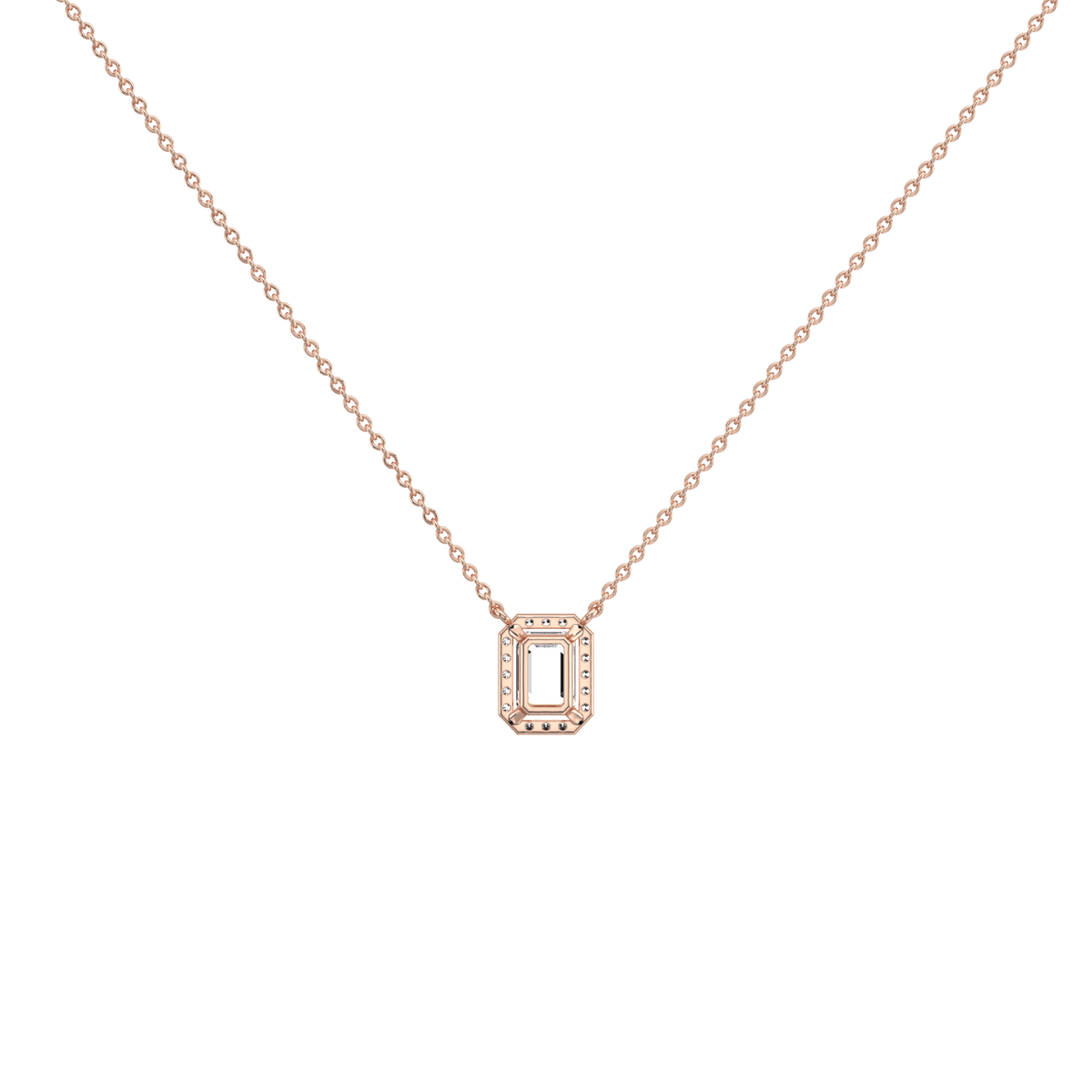 0.5CT Emerald Cut Lab Grown Diamond Pendant Necklace - 