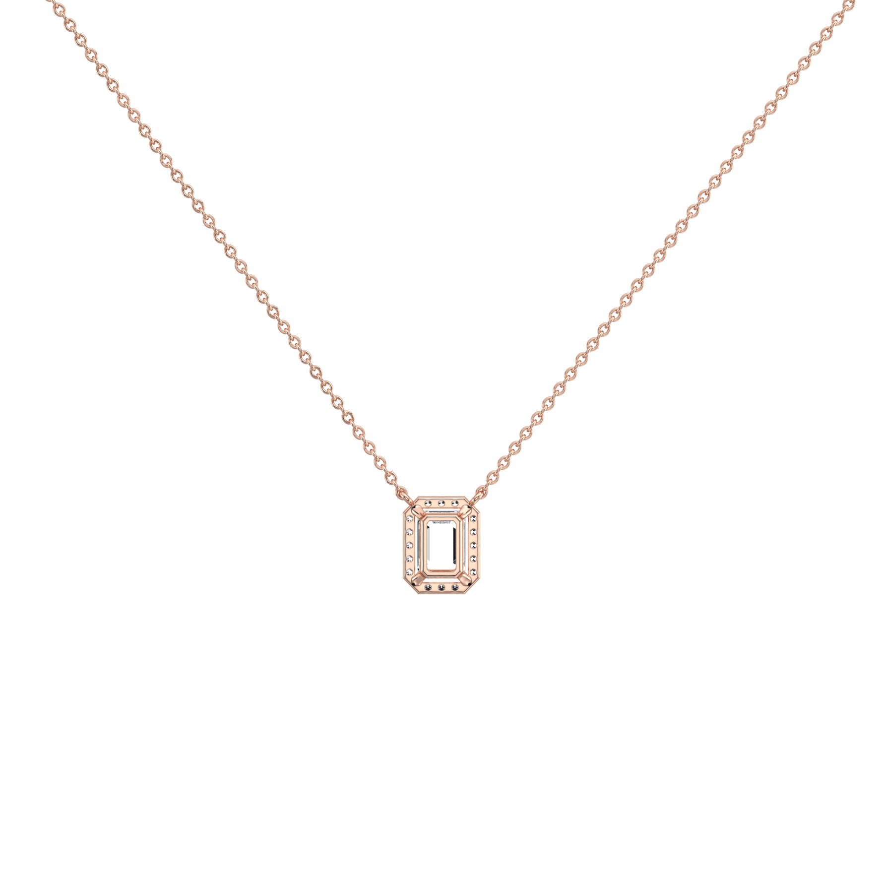 0.5CT Emerald Cut Lab Grown Diamond Pendant Necklace - 
