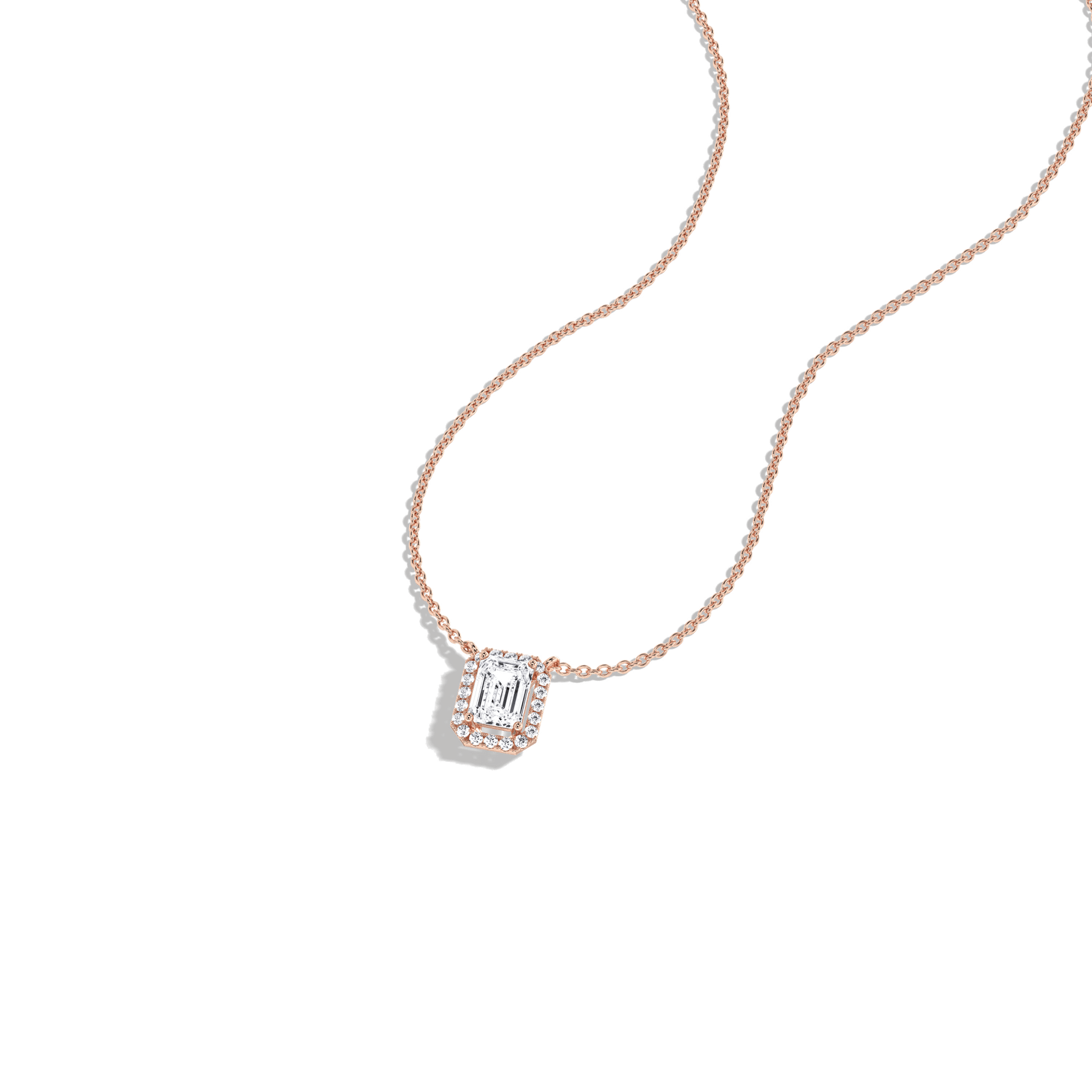 0.5CT Emerald Cut Lab Grown Diamond Pendant Necklace - 