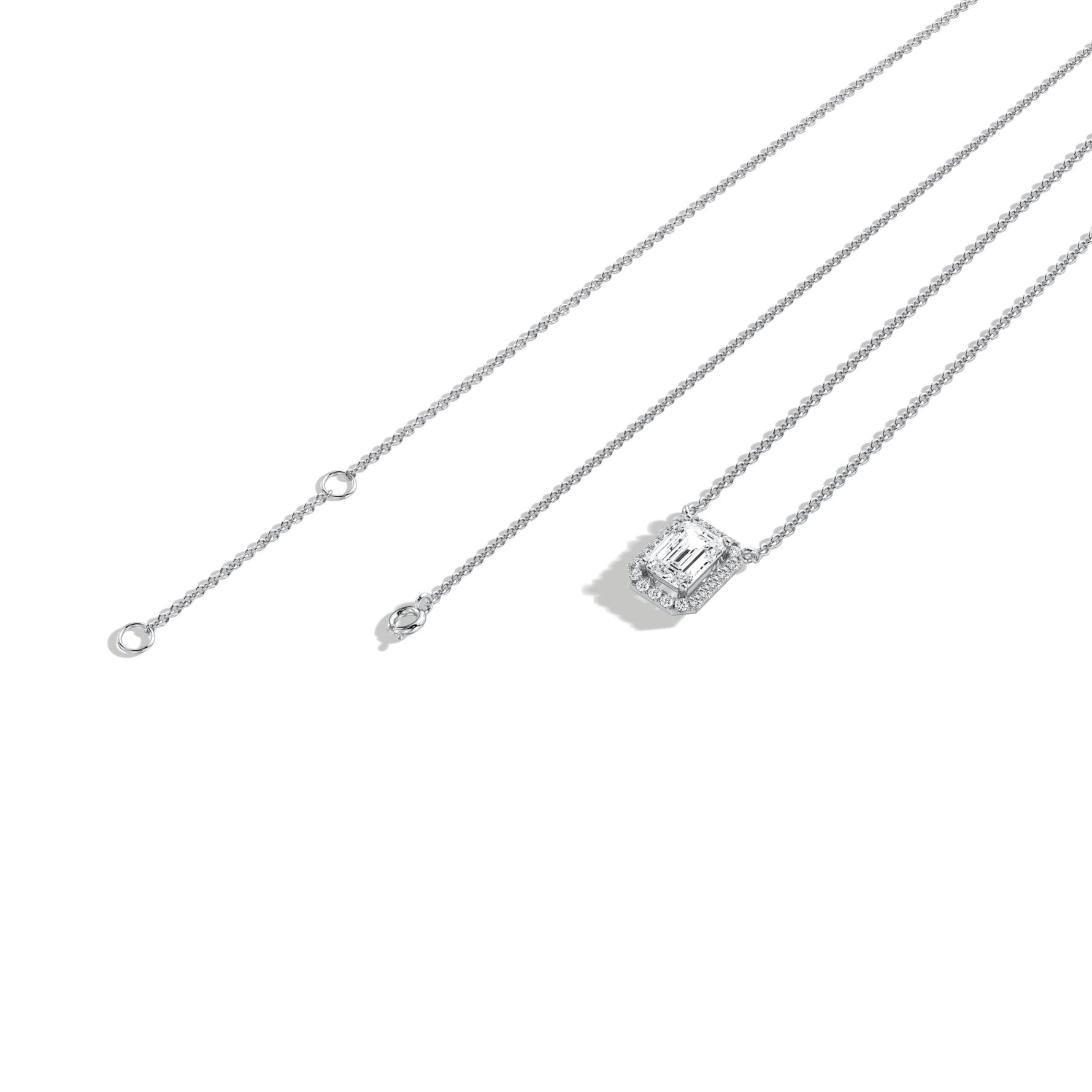 0.5CT Emerald Cut Lab Grown Diamond Pendant Necklace - 