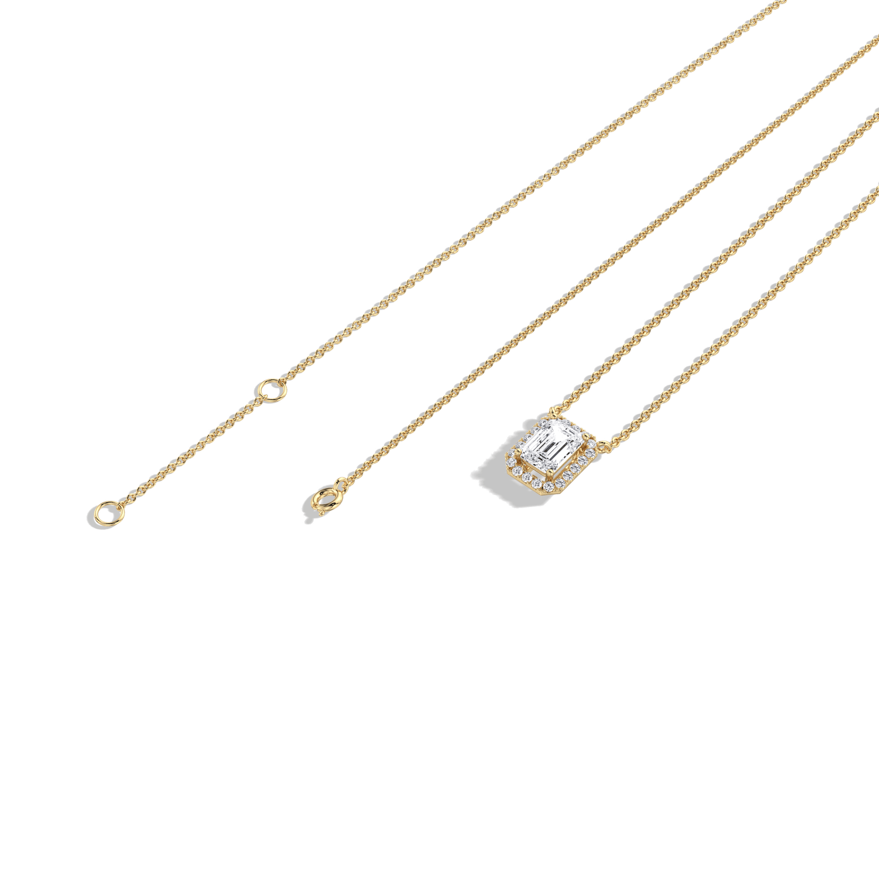 0.5CT Emerald Cut Lab Grown Diamond Pendant Necklace - 
