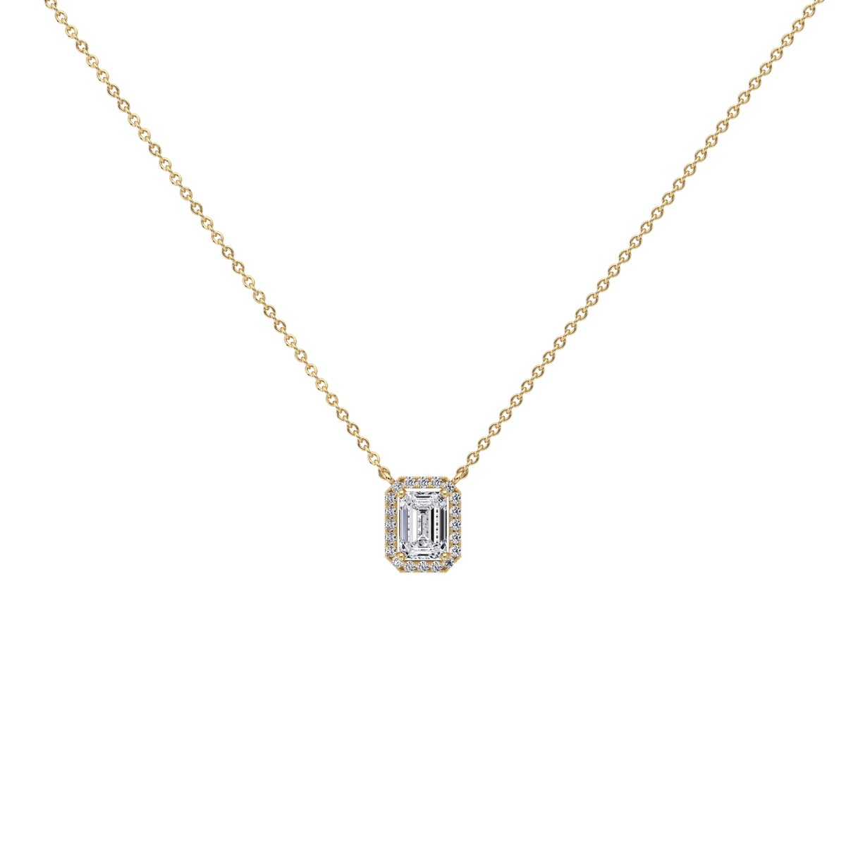 0.5CT Emerald Cut Lab Grown Diamond Pendant Necklace - 