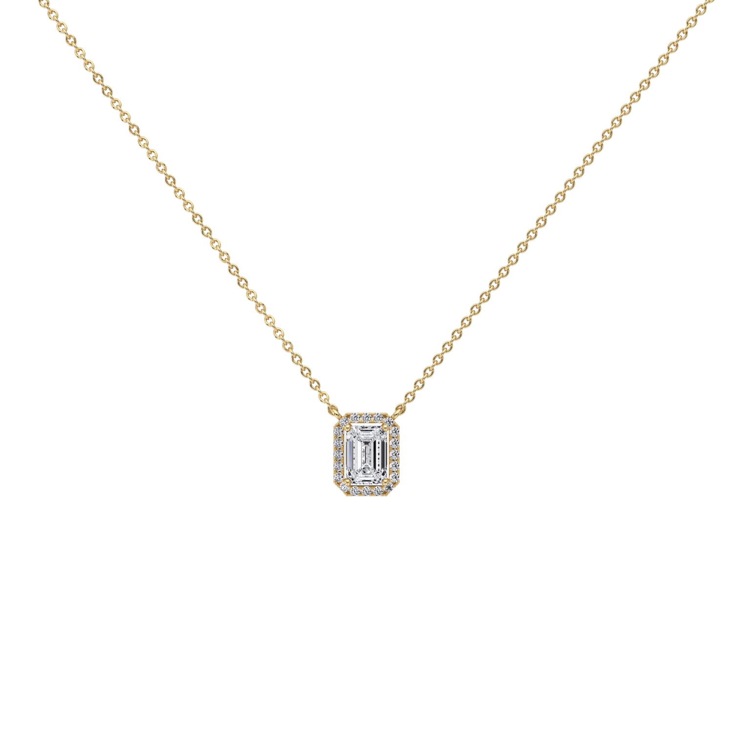 0.5CT Emerald Cut Lab Grown Diamond Pendant Necklace - 