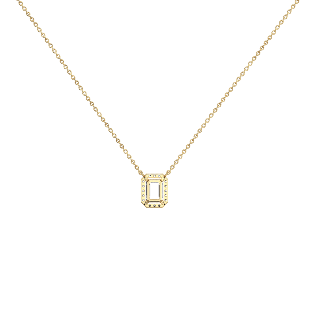 0.5CT Emerald Cut Lab Grown Diamond Pendant Necklace - 