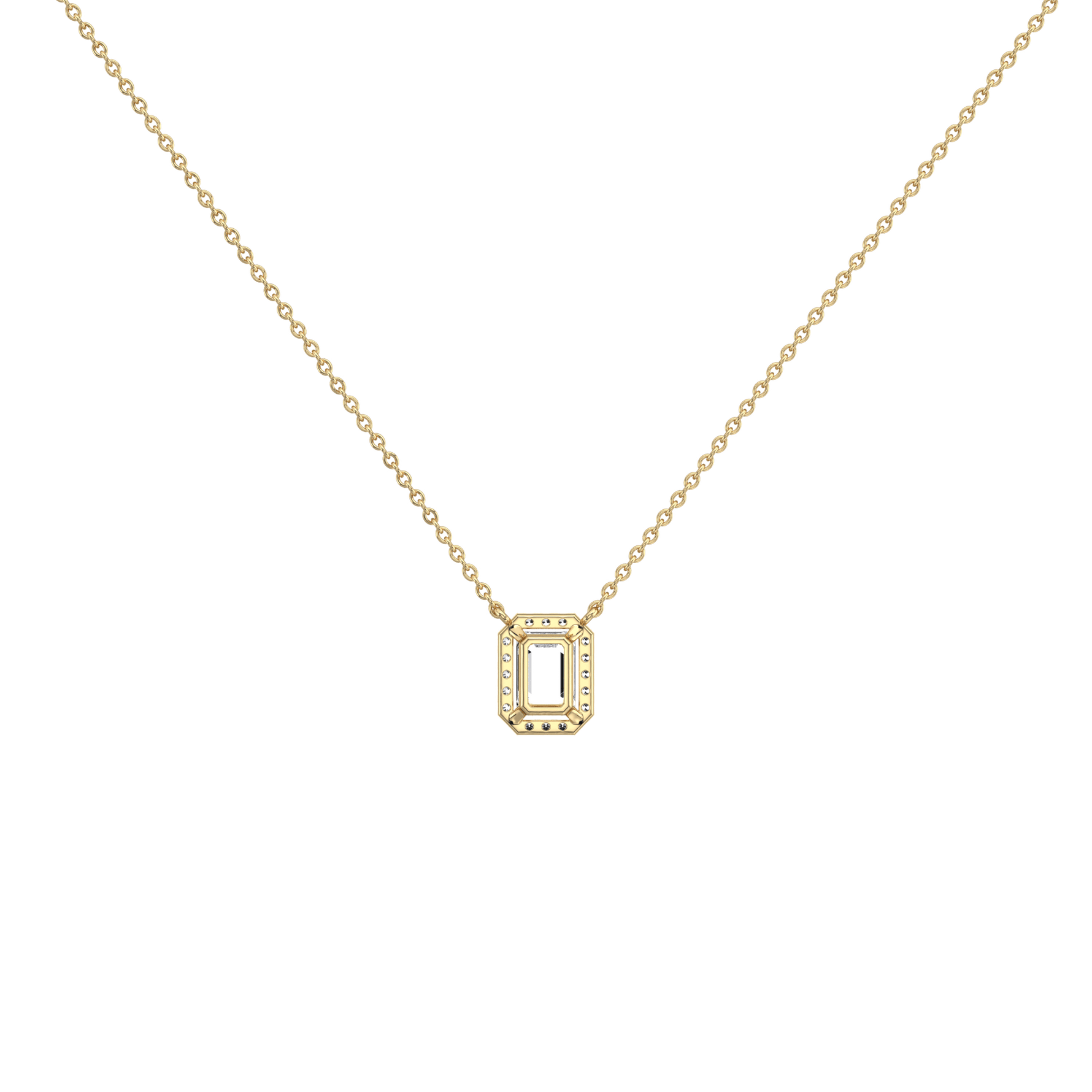 0.5CT Emerald Cut Lab Grown Diamond Pendant Necklace - 
