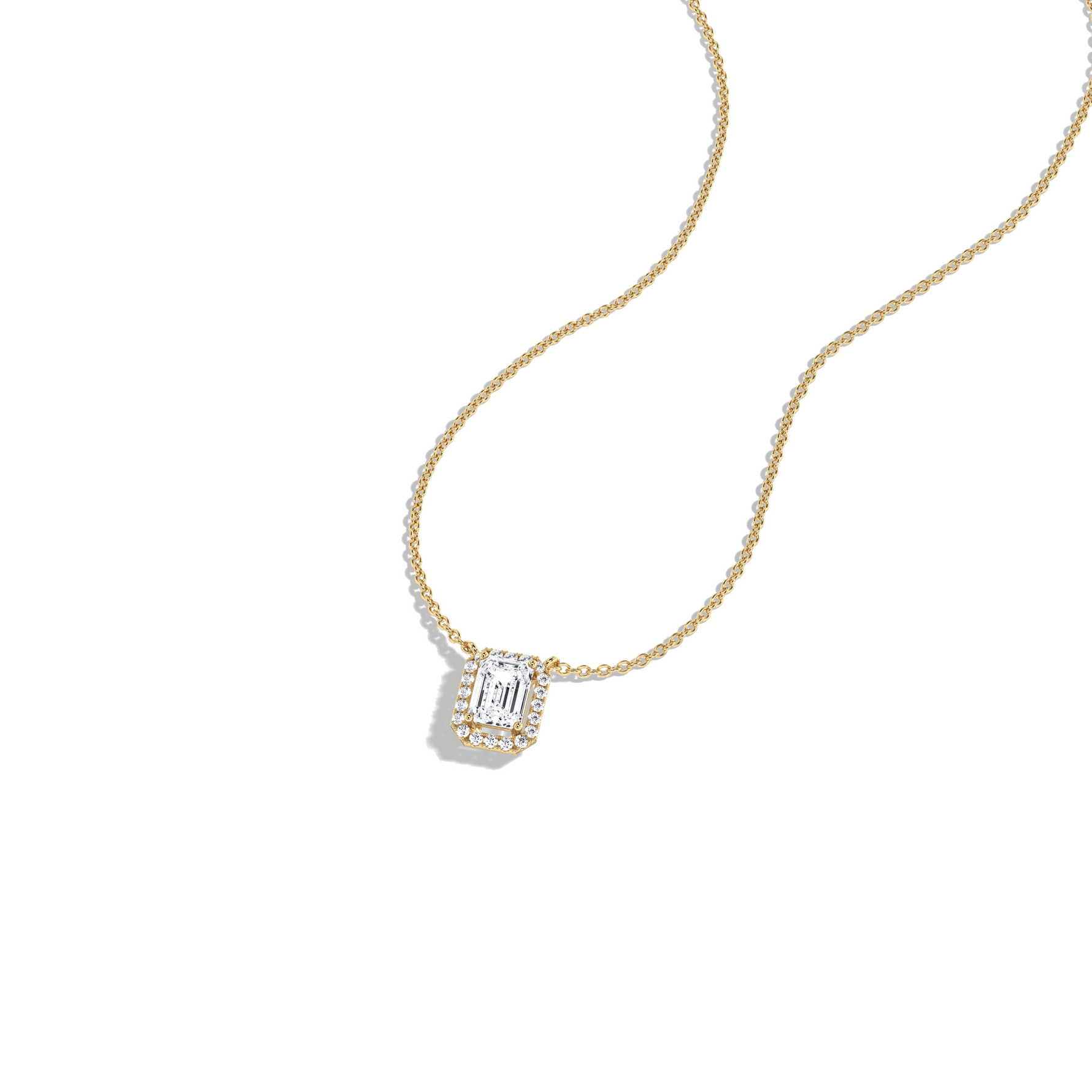 0.5CT Emerald Cut Lab Grown Diamond Pendant Necklace - 