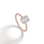0.5CT Lab Grown Diamond Emerald Cut Halo Engagement Ring - Rings