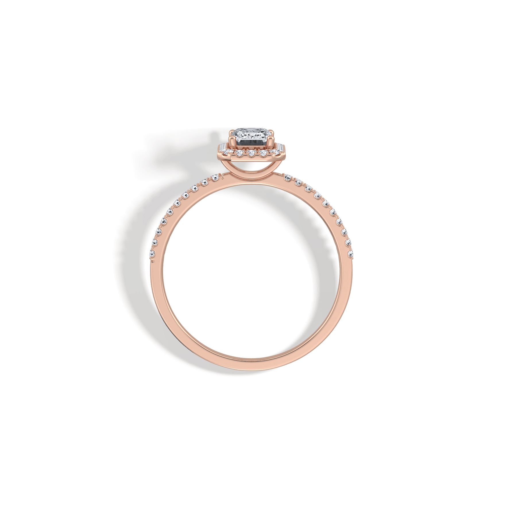 0.5CT Lab Grown Diamond Emerald Cut Halo Engagement Ring - Rings