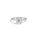 0.5CT Lab Grown Diamond Emerald Cut Halo Engagement Ring - Rings