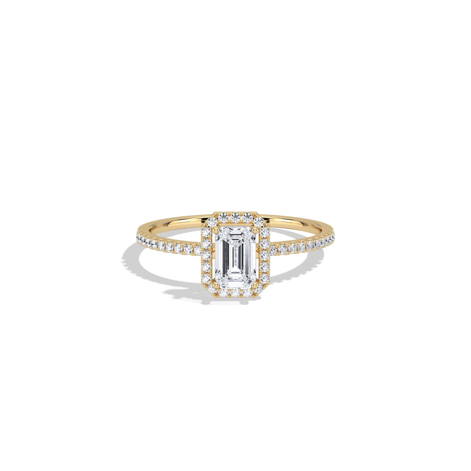 0.5CT Lab Grown Diamond Emerald Cut Halo Engagement Ring - Rings