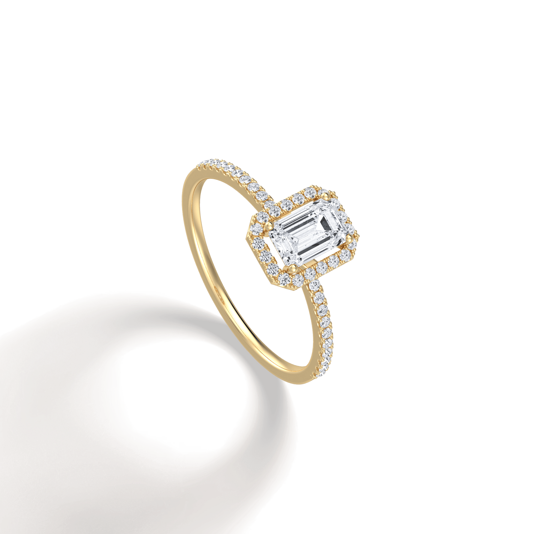 0.5CT Lab Grown Diamond Emerald Cut Halo Engagement Ring - Rings
