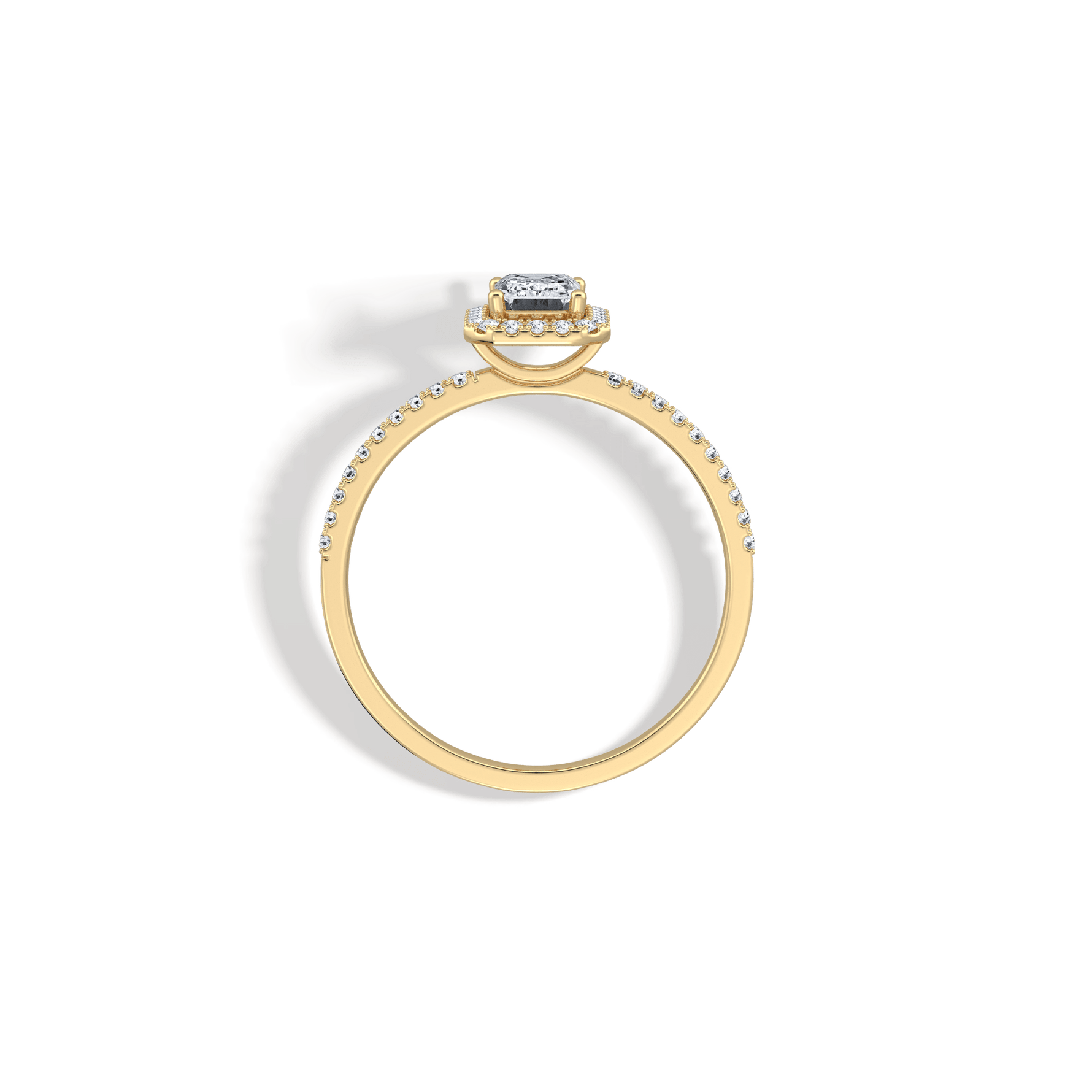 0.5CT Lab Grown Diamond Emerald Cut Halo Engagement Ring - Rings
