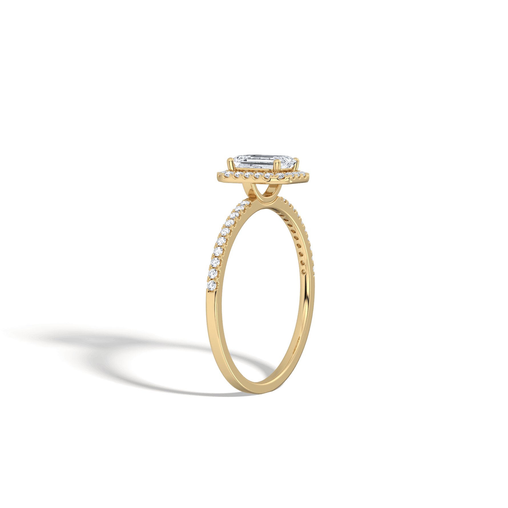 0.5CT Lab Grown Diamond Emerald Cut Halo Engagement Ring - Rings