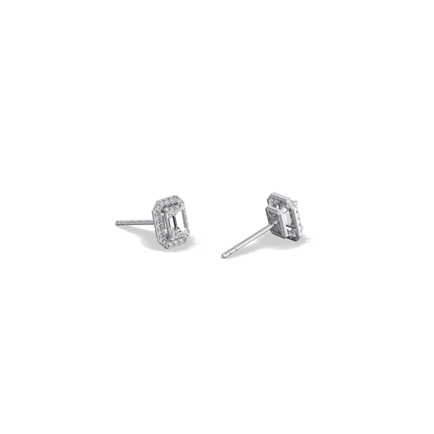 Halo Emerald Lab Diamond Earrings In 14K Solid Gold - Earrings