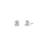 Halo Emerald Lab Diamond Earrings In 14K Solid Gold - Earrings