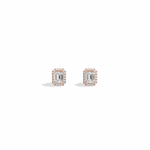Halo Emerald Lab Diamond Earrings In 14K Solid Gold - Earrings