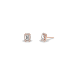 Halo Emerald Lab Diamond Earrings In 14K Solid Gold - Earrings
