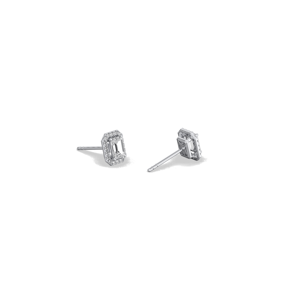 Halo Emerald Lab Diamond Earrings In 14K Solid Gold - Earrings