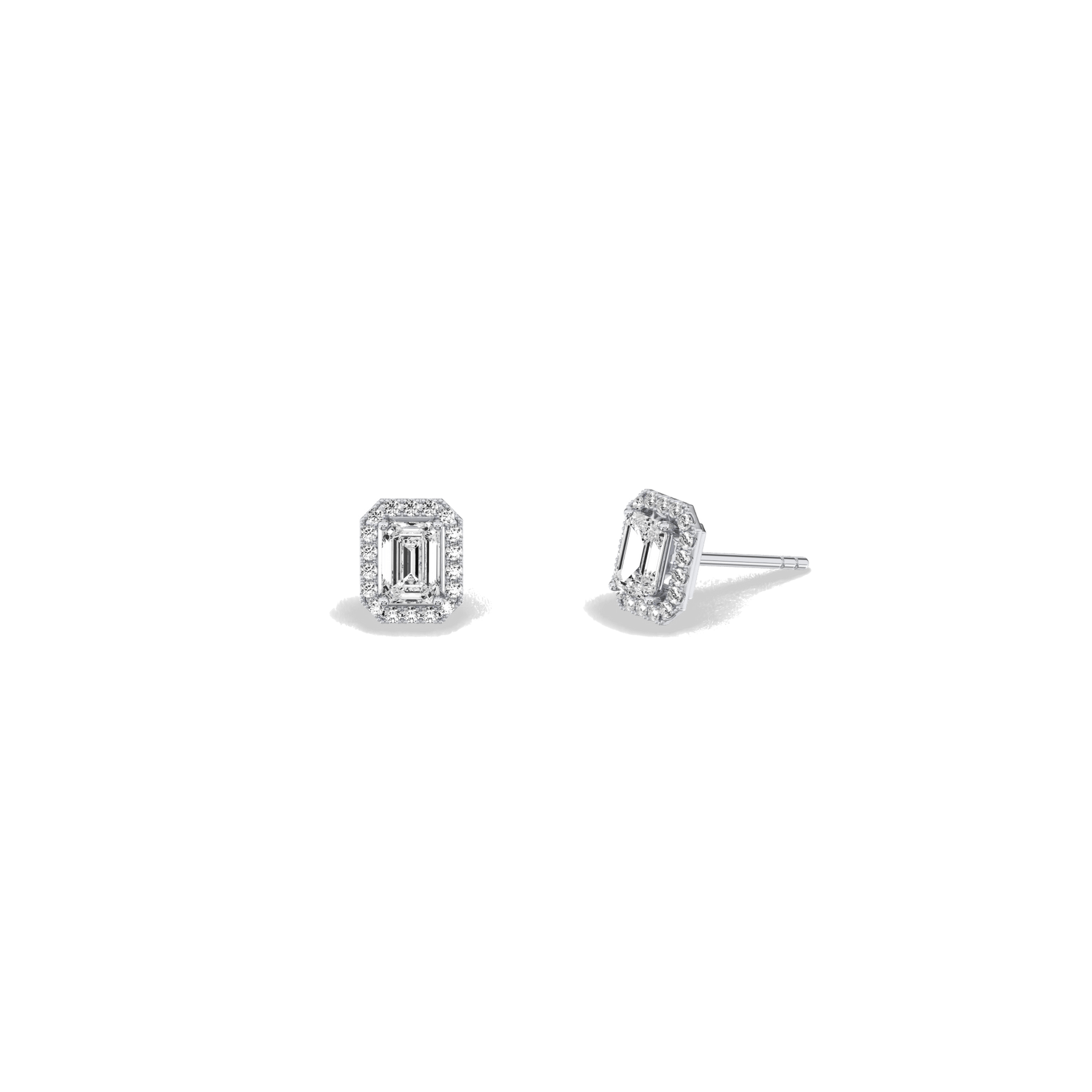 Halo Emerald Lab Diamond Earrings In 14K Solid Gold - Earrings