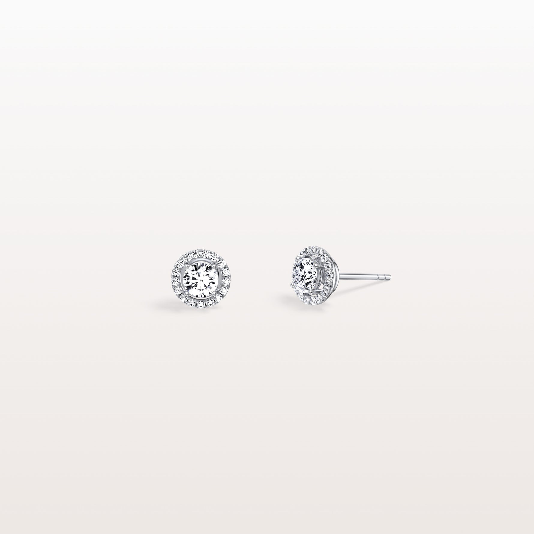 Halo Brilliant Round Lab Grown Diamond Studs - Earrings