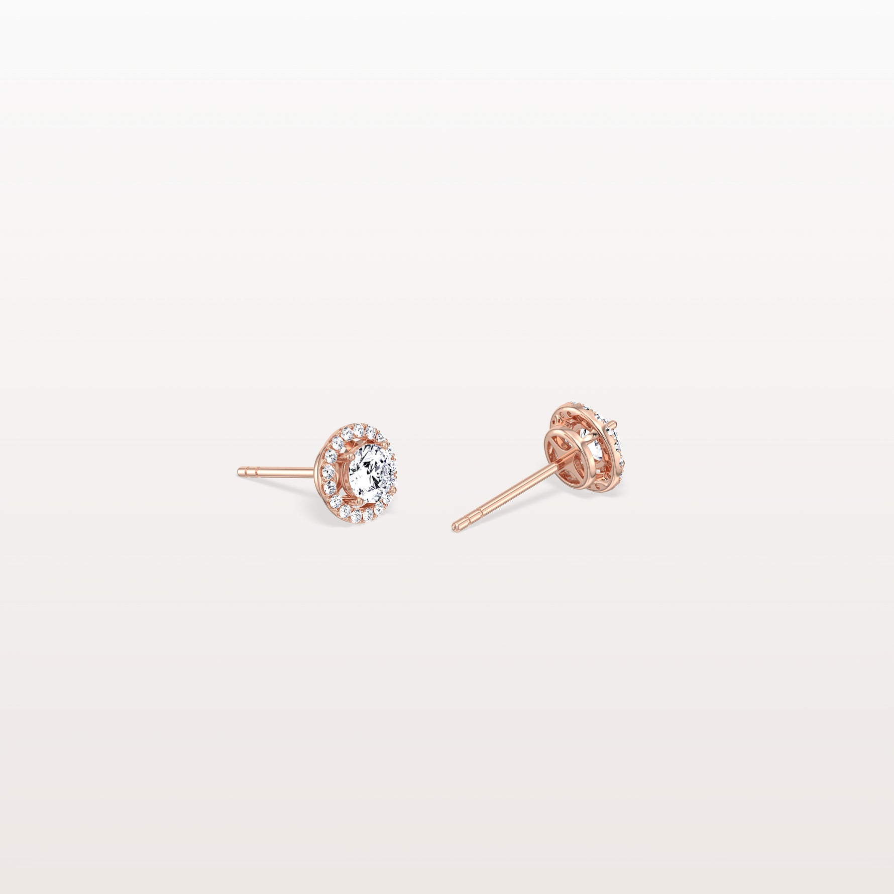 Halo Brilliant Round Lab Grown Diamond Studs - Earrings