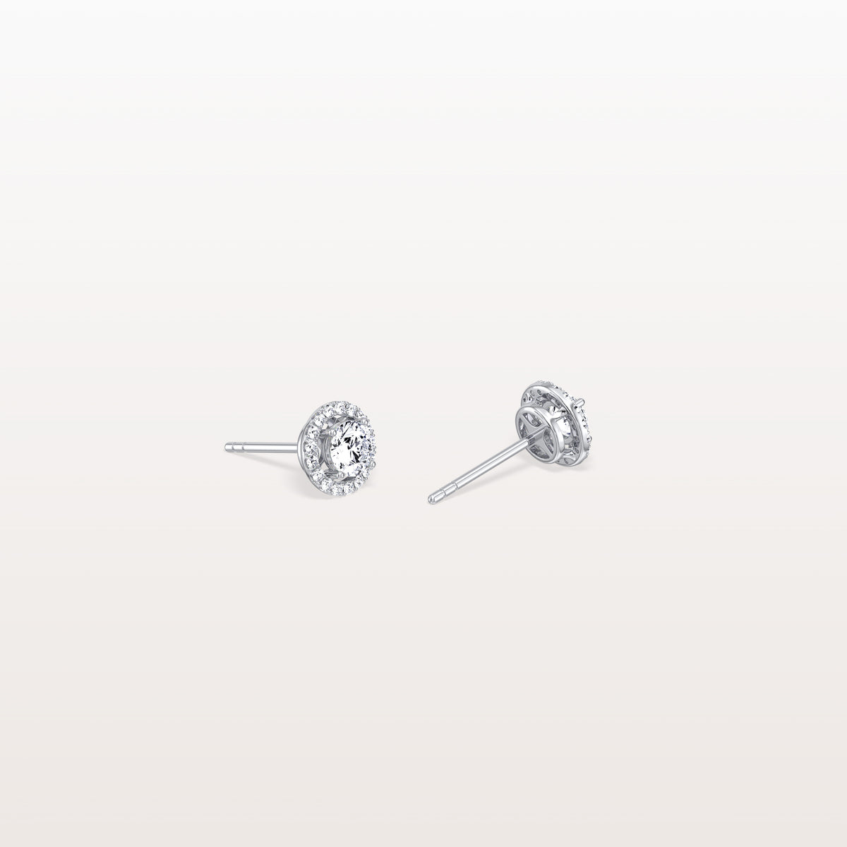 Halo Brilliant Round Lab Grown Diamond Studs - Earrings