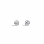 0.8CTW Round Lab Diamond Halo Stud Earrings In 14K Solid Gold/Platinum - 