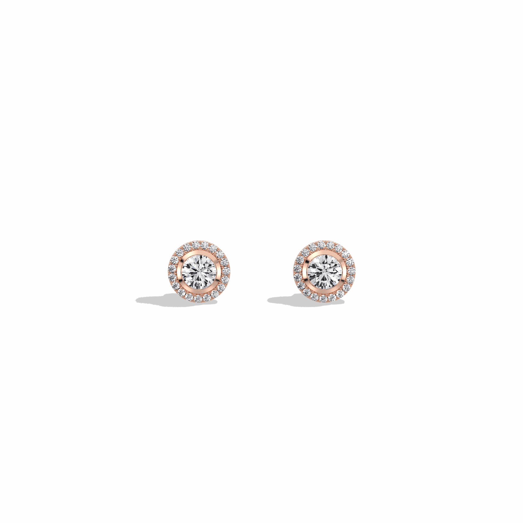 0.8CTW Round Lab Diamond Halo Stud Earrings In 14K Solid Gold/Platinum - 