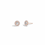0.8CTW Round Lab Diamond Halo Stud Earrings In 14K Solid Gold/Platinum - 