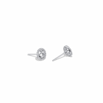 0.8CTW Round Lab Diamond Halo Stud Earrings In 14K Solid Gold/Platinum - 