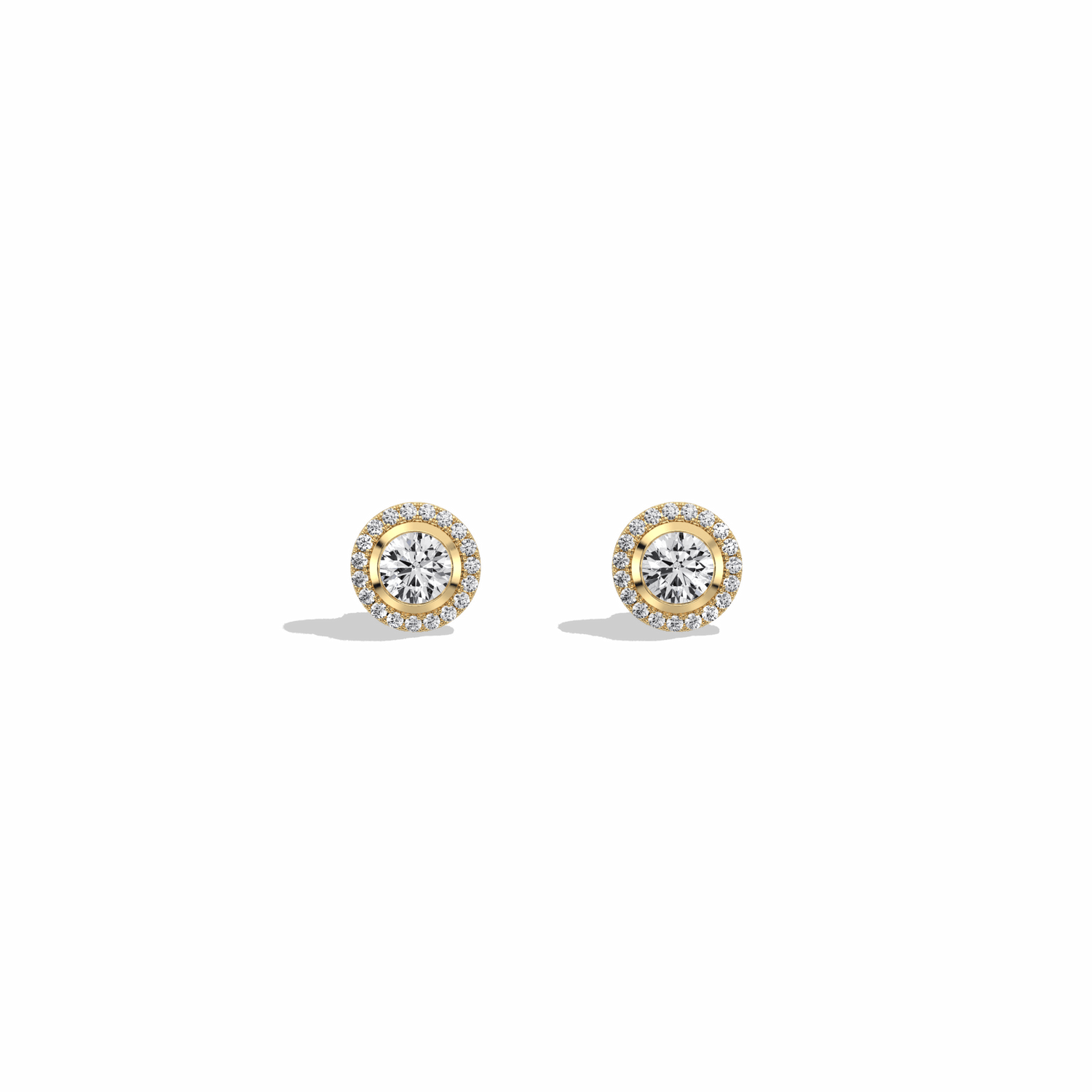 0.8CTW Round Lab Diamond Halo Stud Earrings In 14K Solid Gold/Platinum - 