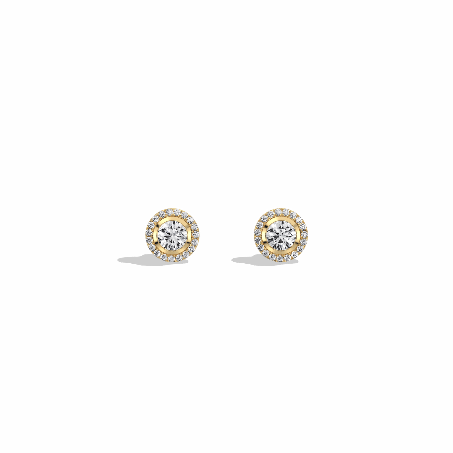 0.8CTW Round Lab Diamond Halo Stud Earrings In 14K Solid Gold/Platinum - 