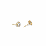 0.8CTW Round Lab Diamond Halo Stud Earrings In 14K Solid Gold/Platinum - 