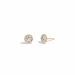 0.8CTW Round Lab Diamond Halo Stud Earrings In 14K Solid Gold/Platinum - 