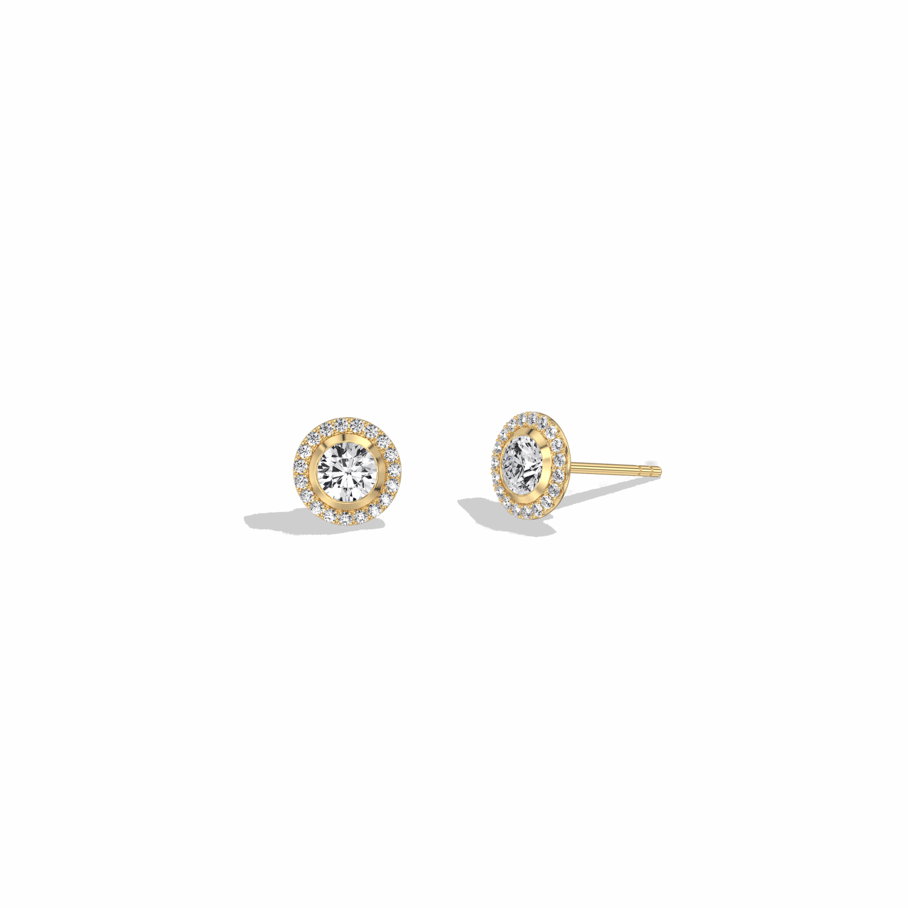 0.8CTW Round Lab Diamond Halo Stud Earrings In 14K Solid Gold/Platinum - 