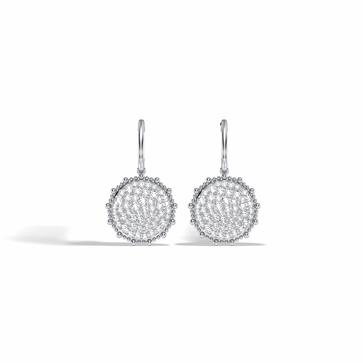 1CTW Lab Diamond Pave Dangling Disc Earrings - Earrings