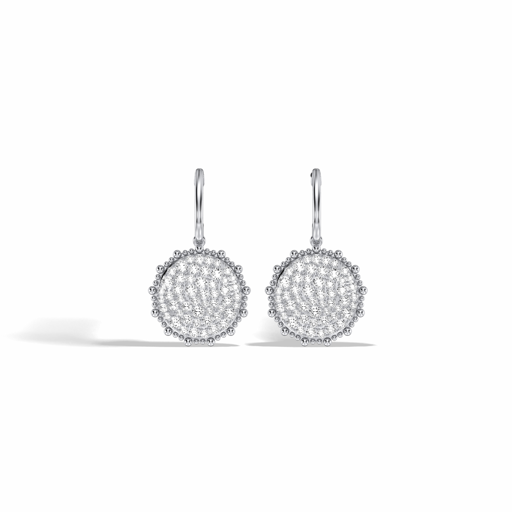 1CTW Lab Diamond Pave Dangling Disc Earrings - Earrings