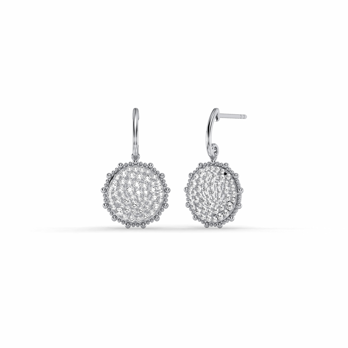 1CTW Lab Diamond Pave Dangling Disc Earrings - Earrings